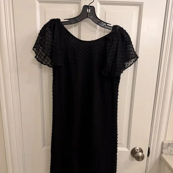 J. Crew Black Silk Clip Dot Ruffle Mini Dress Size 00 - Picture 3 of 7